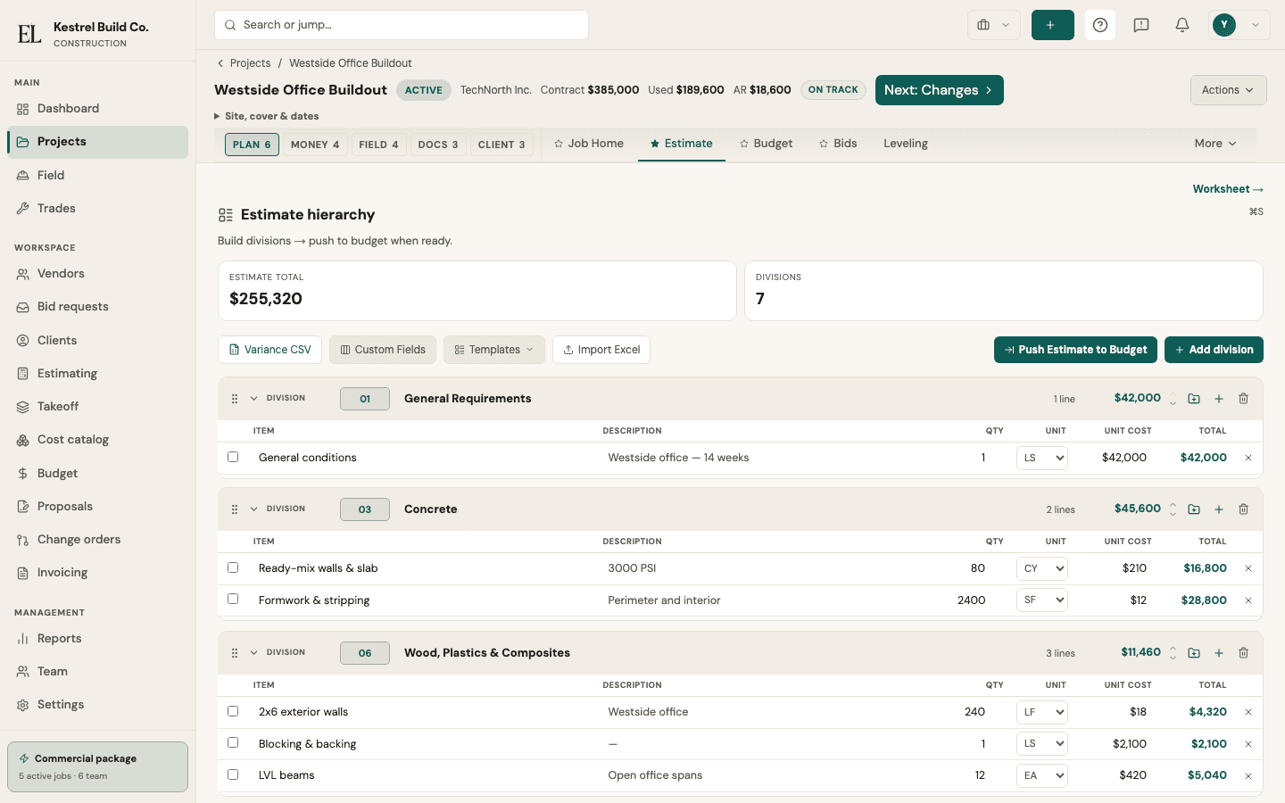 EstiLumina estimating — live product